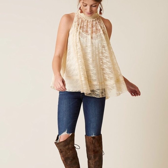 Free People Tops - Free People Myrna Cream Lace Tank